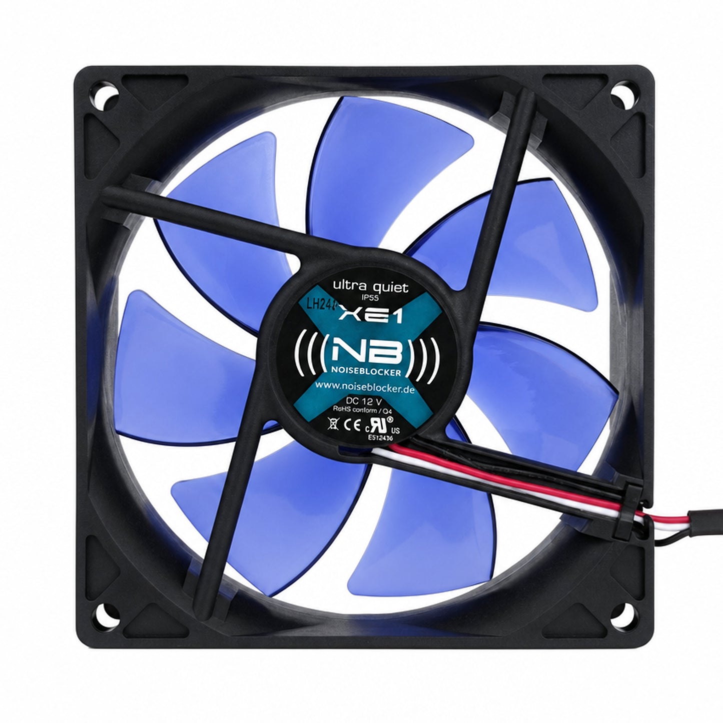 Blacknoise NB-BlackSilentFan XE-1 92mm inkl. 4 Entkoppler - Ultra Silent Lüfter Bundle 12V