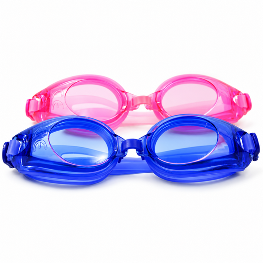 Schwimmbrillen mit Anti-Beschlag in Blau und Pink, verstellbare Profi Schwimmbrillen für Erwachsene und Jugendliche