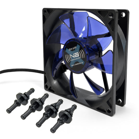 Blacknoise NB-BlackSilentFan XE-1 92mm inkl. 4 Entkoppler - Ultra Silent Lüfter Bundle 12V
