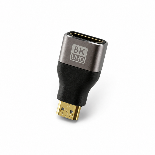 HDMI Adapter Wandler HDMI-C Stecker HDMI-A Buchse 8K Mini HDMI 2.1 48Gbps 4K 120Hz schwarz silber TV