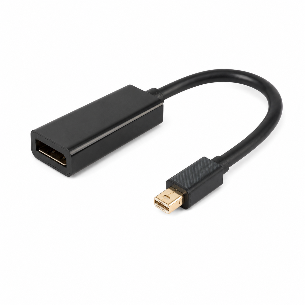Mini DisplayPort Adapter auf DisplayPort Buchse mit schwarzem Kabel und vergoldetem Stecker