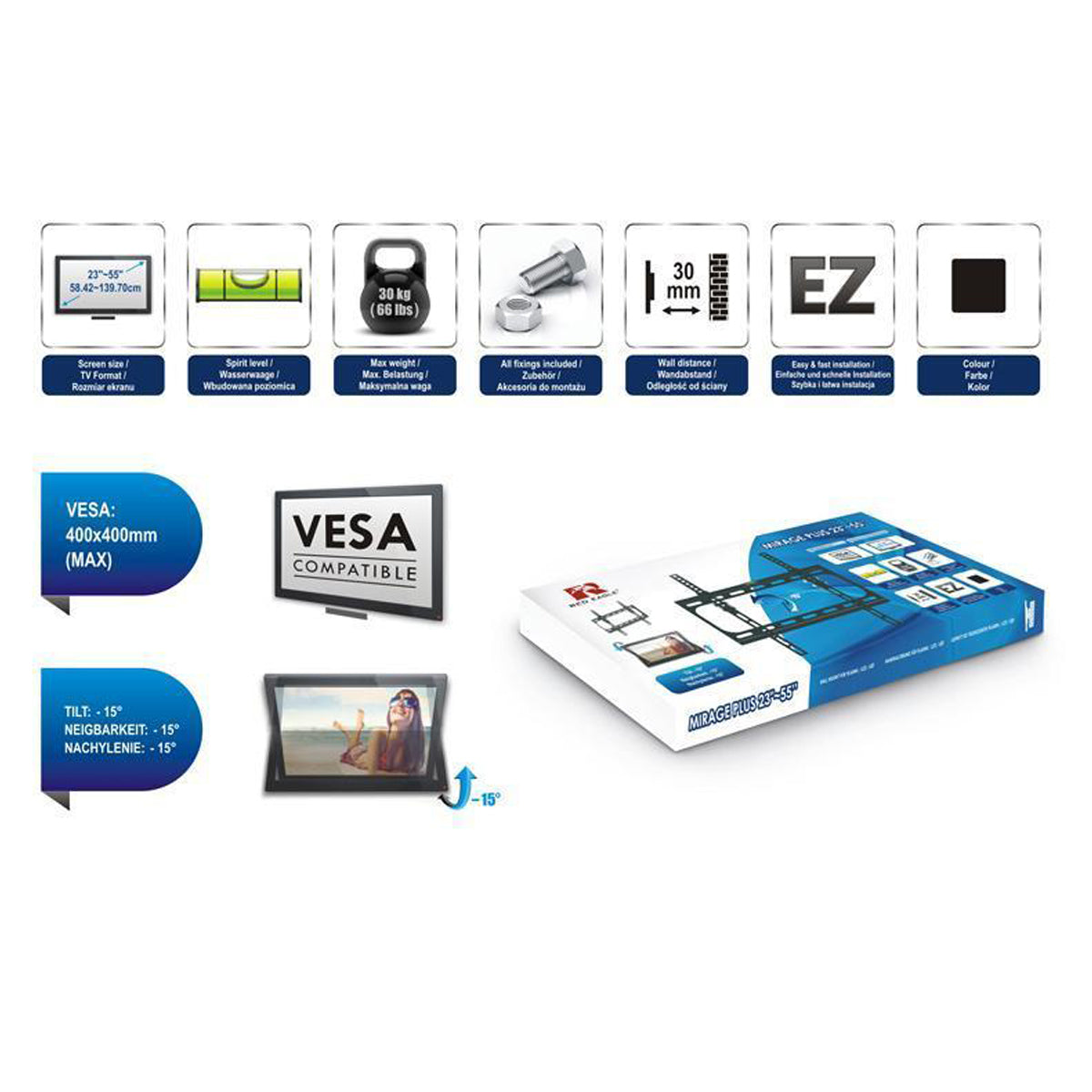 LCD Plasma TV Wandhalter 23-55 Zoll Wandhalterung neigbar kippbar VESA LED 3D