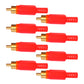 8 Stück Cinch Stecker in rot mit vergoldeten Kontakten.