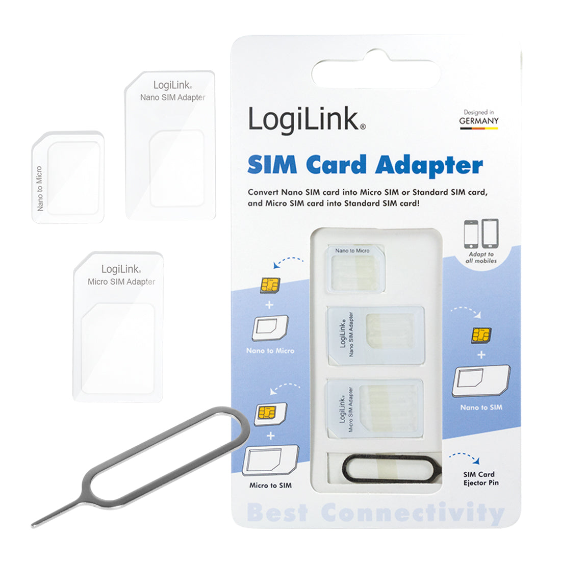 SIM-Karten Adapter Set Micro Nano Standard Dual Sim Card Smartphone Auswurfpin