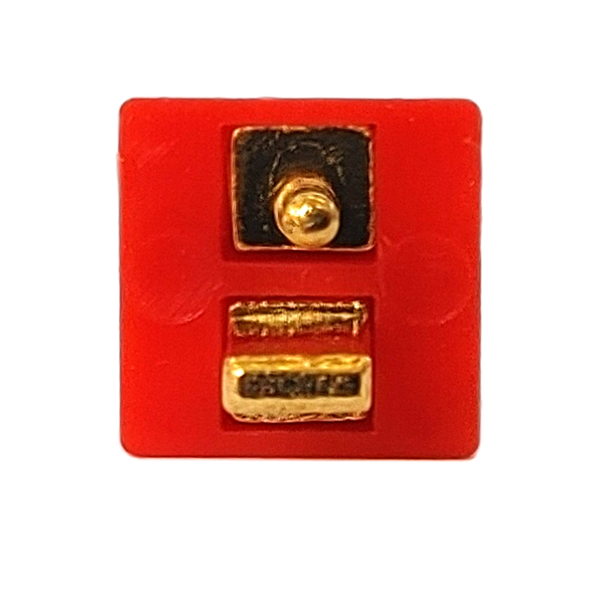 2x Lautsprecherstecker Mini DIN gewinkelt Rot Gold schraubbar Audio Boxenstecker