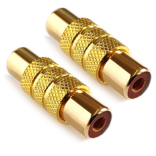 2x Cinch Kupplung Gold High End Audio Adapter Verbinder RCA Buchse Stereo Mono