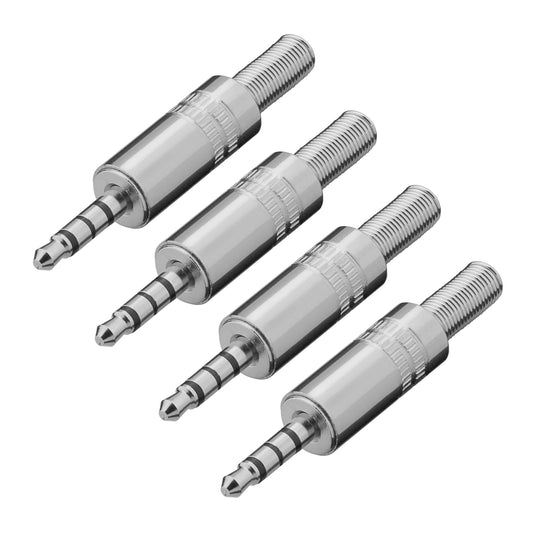 4x Audiostecker 3,5mm Klinke 4-Polig Stereo Metall Klinkenstecker AUX zum Löten