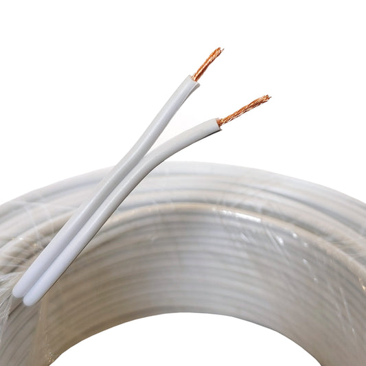 Lautsprecherkabel 25m Weiß 0,75 mm² Kupfer Duplex Audiokabel Boxenkabel 25 Meter