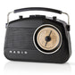Retro Radio mit Handgriff Schwarz AM FM Batterie- u. Netzbetrieb Analog 5000BK