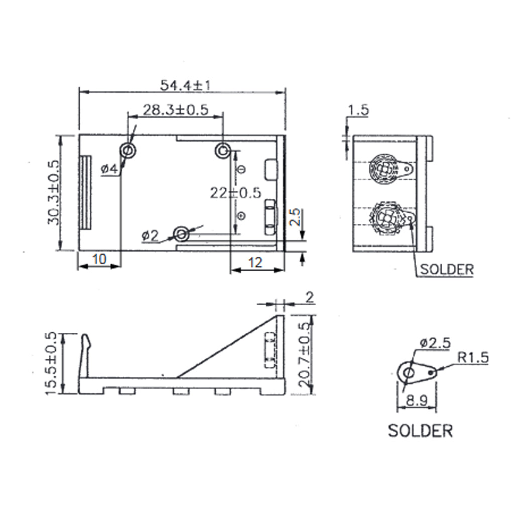 Batteriehalter für 1x 9V Block Batterie Akkuhalter Batteriegehäuse 6F22 6HR61