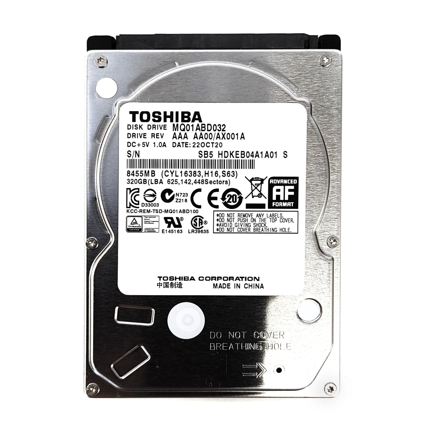 Festplatte 320GB Toshiba 2,5 Zoll SATA 8MB 5400 RPM HDD Slim Notebook Laptop PS4
