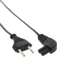 Stromkabel 5 Meter / Euro 8 zu C7 Stecker gewinkelt Schwarz Netzkabel 5m Kabel