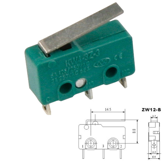 Microschalter m. Hebel 250V 5A 3 Polig Mikroschalter Endschalter Taster gefedert