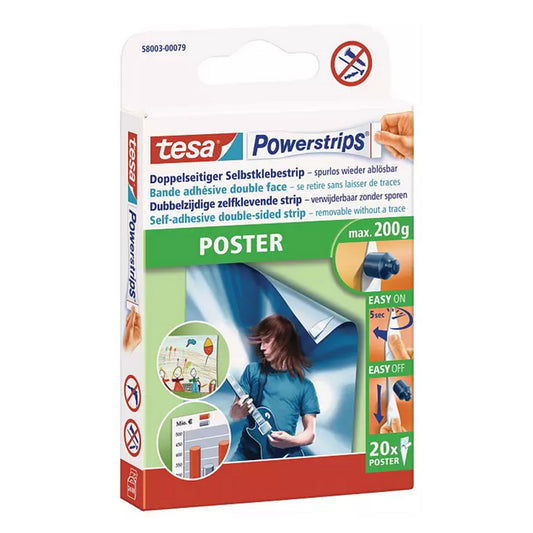 Tesa Powerstrips 20x Poster Klebestreifen Post Strips Plakathalter Fotohalterung