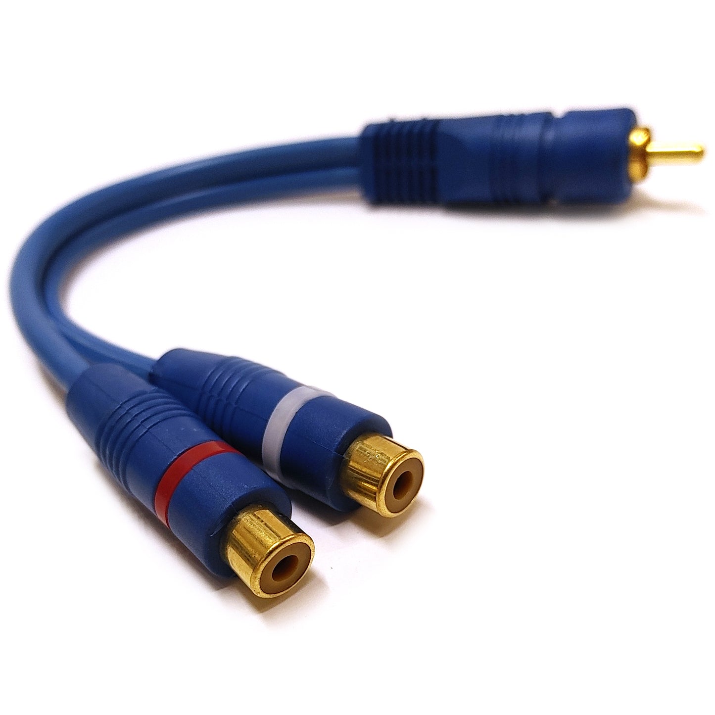 Audio Y-Kabel Cinch vergoldet 20cm Y-Adapter Verteiler Weiche Subwooferkabel RCA