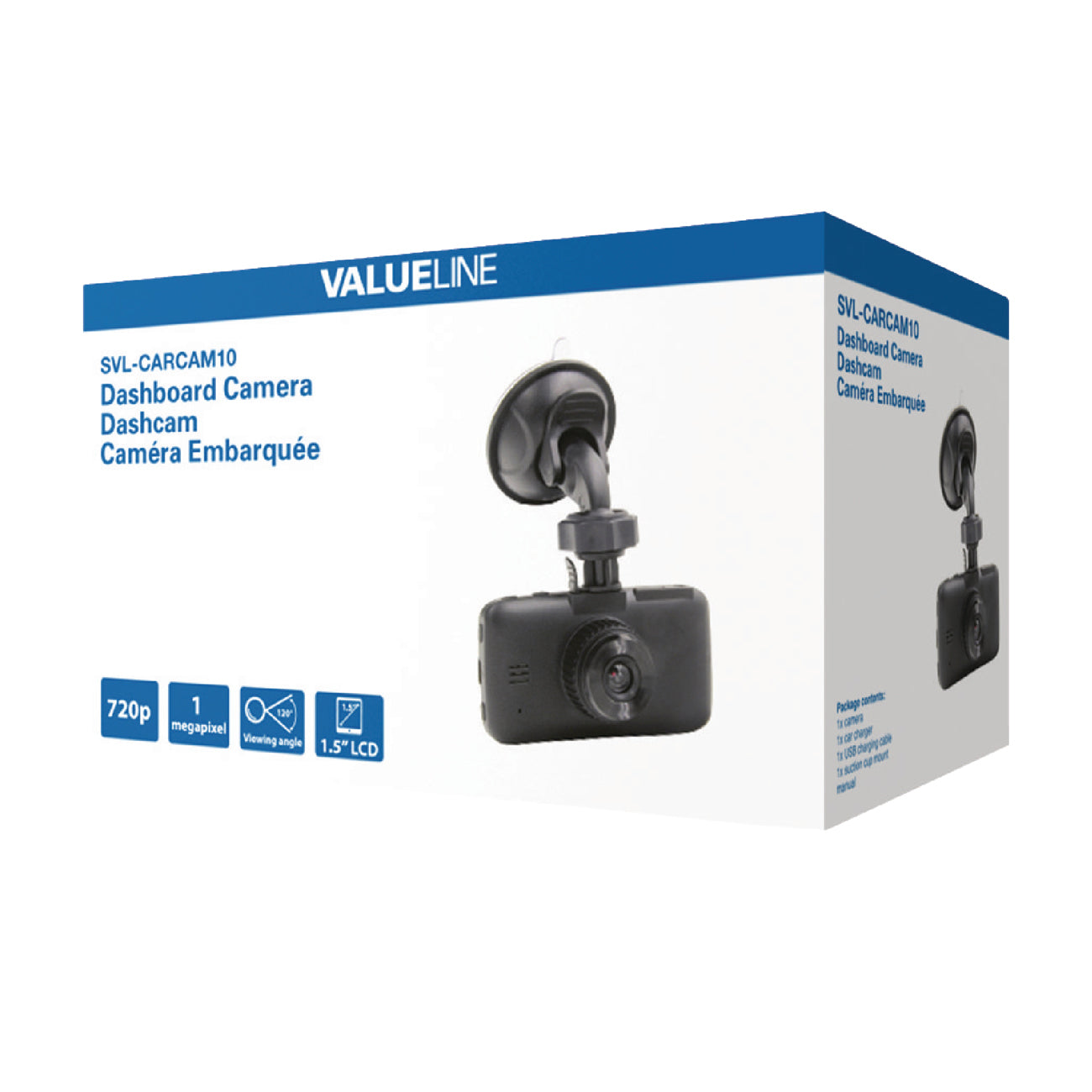 Dashcam mit Saugnapfhalterung in schwarz / 720p Überwachungskamera SVL-CARCAM10