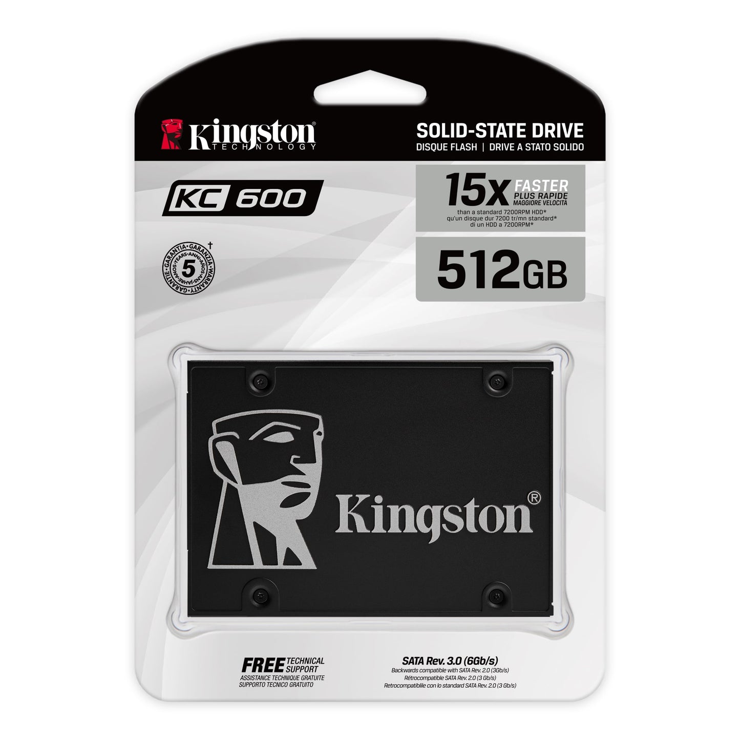 SSD 512GB Kingston KC600 2,5" SATA 6GB/s interne Festplatte HDD Serial ATA-600
