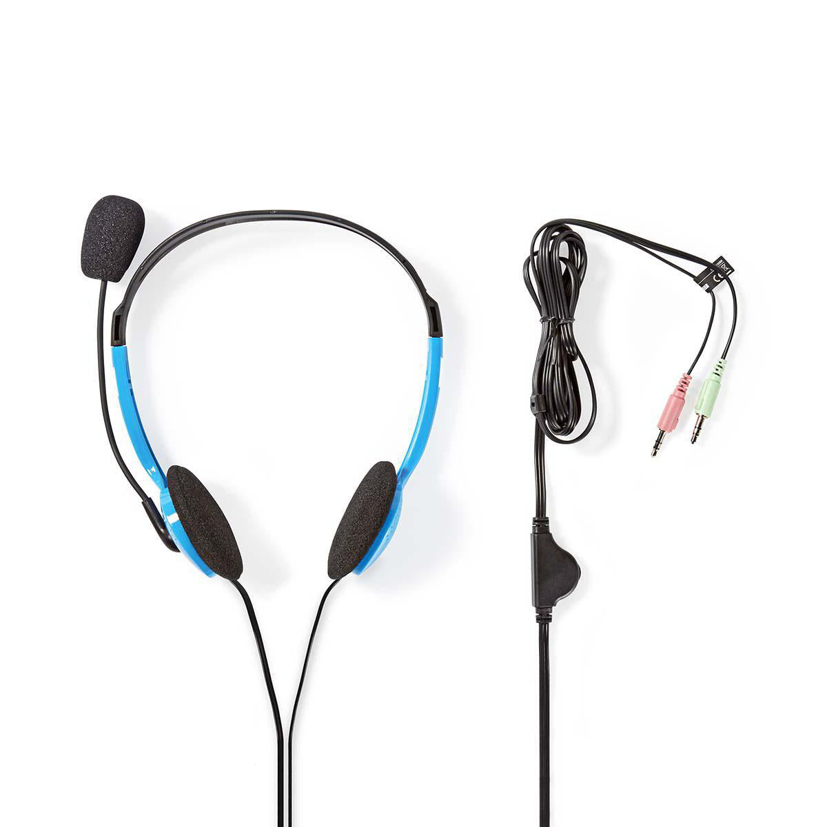 Headset Blau Stereo Sound Mikrofon 3,5mm Klinke Über-Ohr Kopfhörer PC Leicht