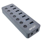 7-Port USB Hub 3.2 mit Ein/Aus Tasten u. Netzteil Alu Verteiler Splitter Adapter