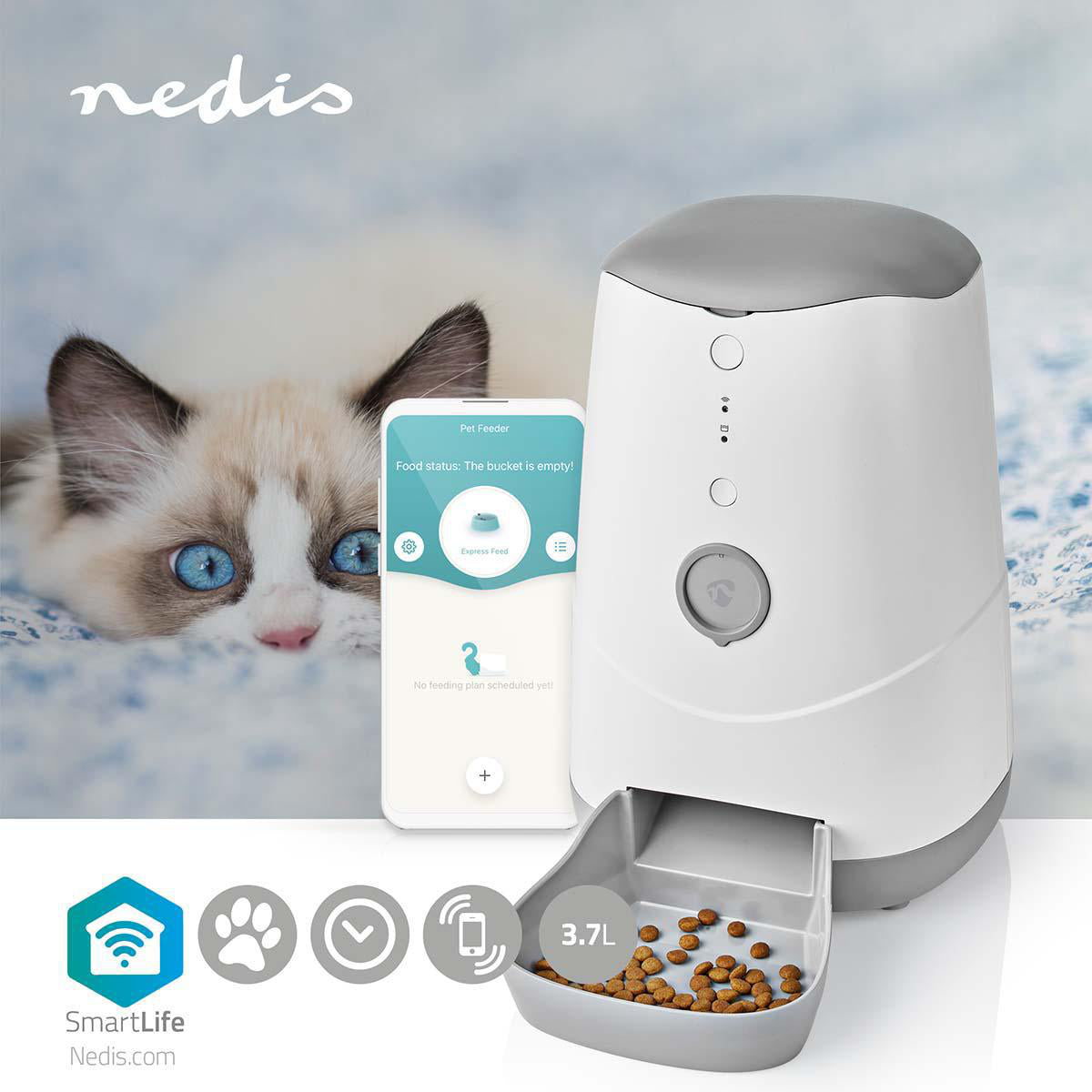 SmartLife Futterspender Automat für Haustiere Katzen Hunde App Wi-Fi Smart Home