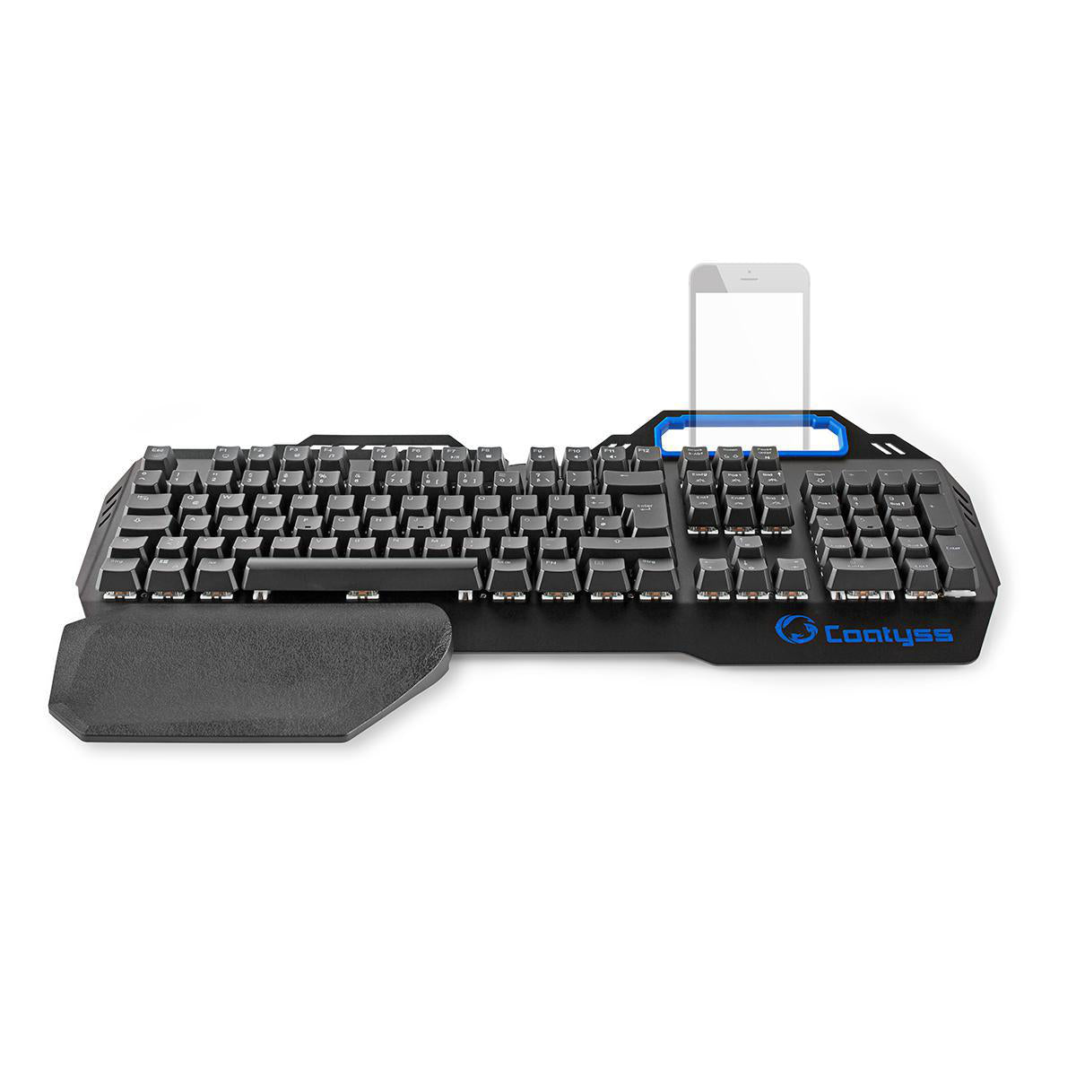 Gaming Tastatur Metall LED RGB Beleuchtung USB Keyboard Telefonhalter QWERTZ