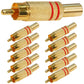 10x Cinch Stecker Vergoldet Ring Rot Löten Knickschutz RCA HighEnd Audiostecker
