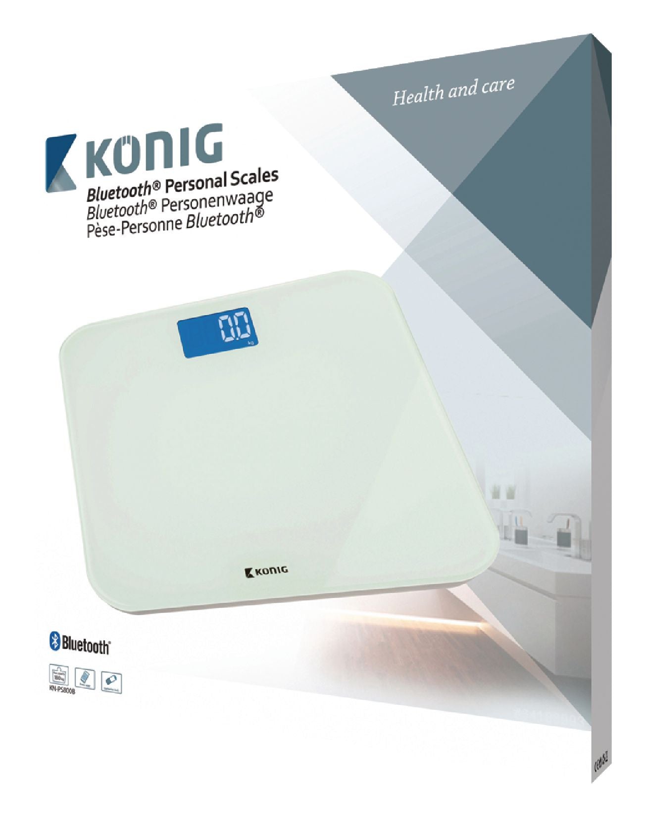 Personenwaage mit Bluetooth 4.0 / Weiß / 150 Kg / Waage KN-PS800B