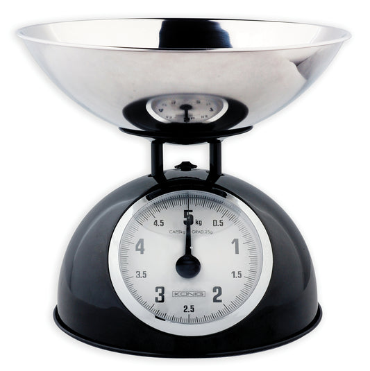Retro Küchenwaage Schwarz Analog Edelstahlschüssel Mechanisch Kochen Backen