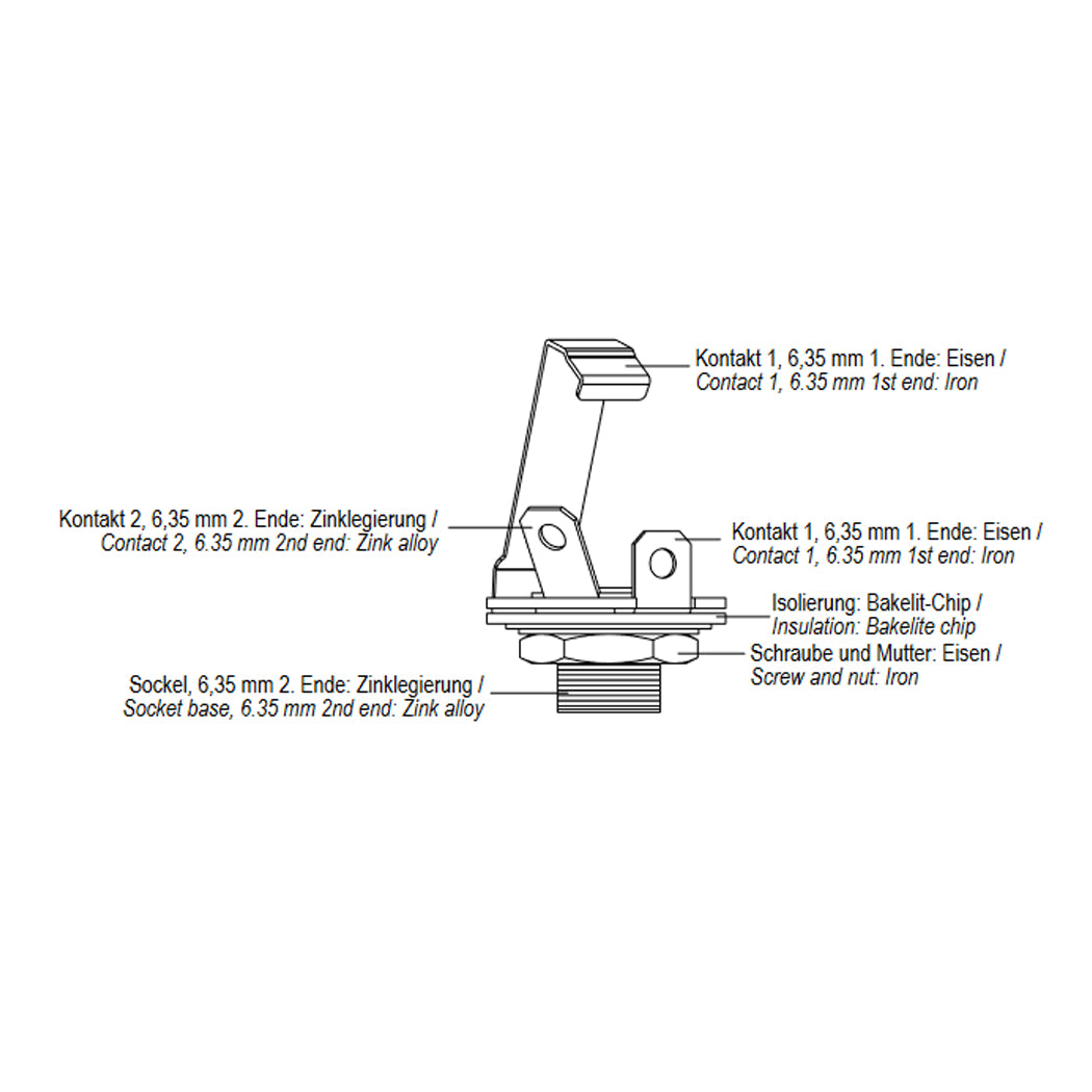 10x Klinkenbuchse 6,35mm Mono 2-polig Einbaubuchse Audio Klinke Vollmetall löten