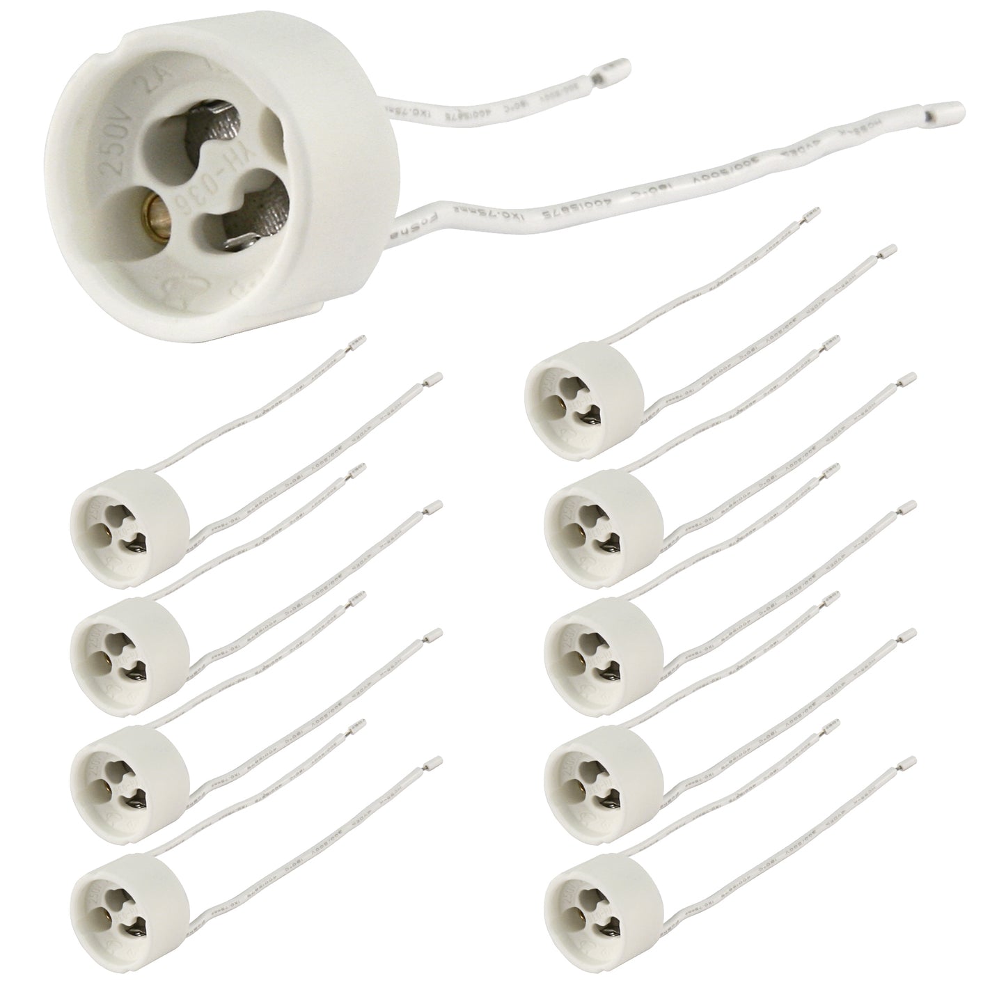 10x Lampen Fassung GU10 Sockel gerader Kabelausgang Halogen LED 100W Einbau