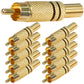 10x Cinch Stecker Vergoldet Schwarz Löten Knickschutz RCA HighEnd Audiostecker
