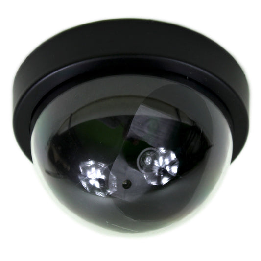 Überwachungskamera Attrappe Dome mit LED Blinklicht Dummy Cam Schwarz rund SI-10