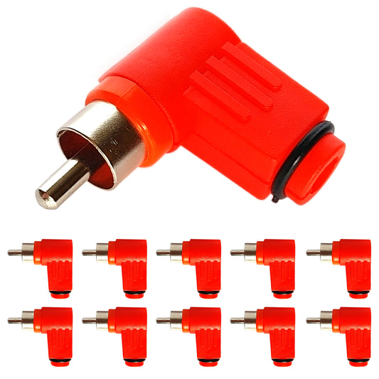 10x Cinch Winkelstecker Rot zum Löten RCA Audio Stecker gewinkelt Chinch Set