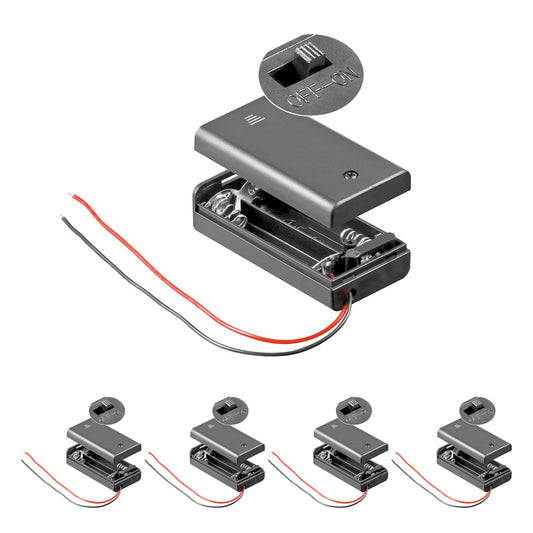 4x Batteriehalter Akkuhalter für 2x AA Schalter Deckel Wasserabweisend Gehäuse