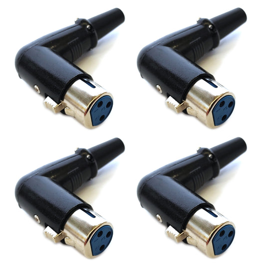 4x XLR Buchse 3-Polig 90 Grad gewinkelt DMX Audio Kupplung Winkelbuchse Stecker