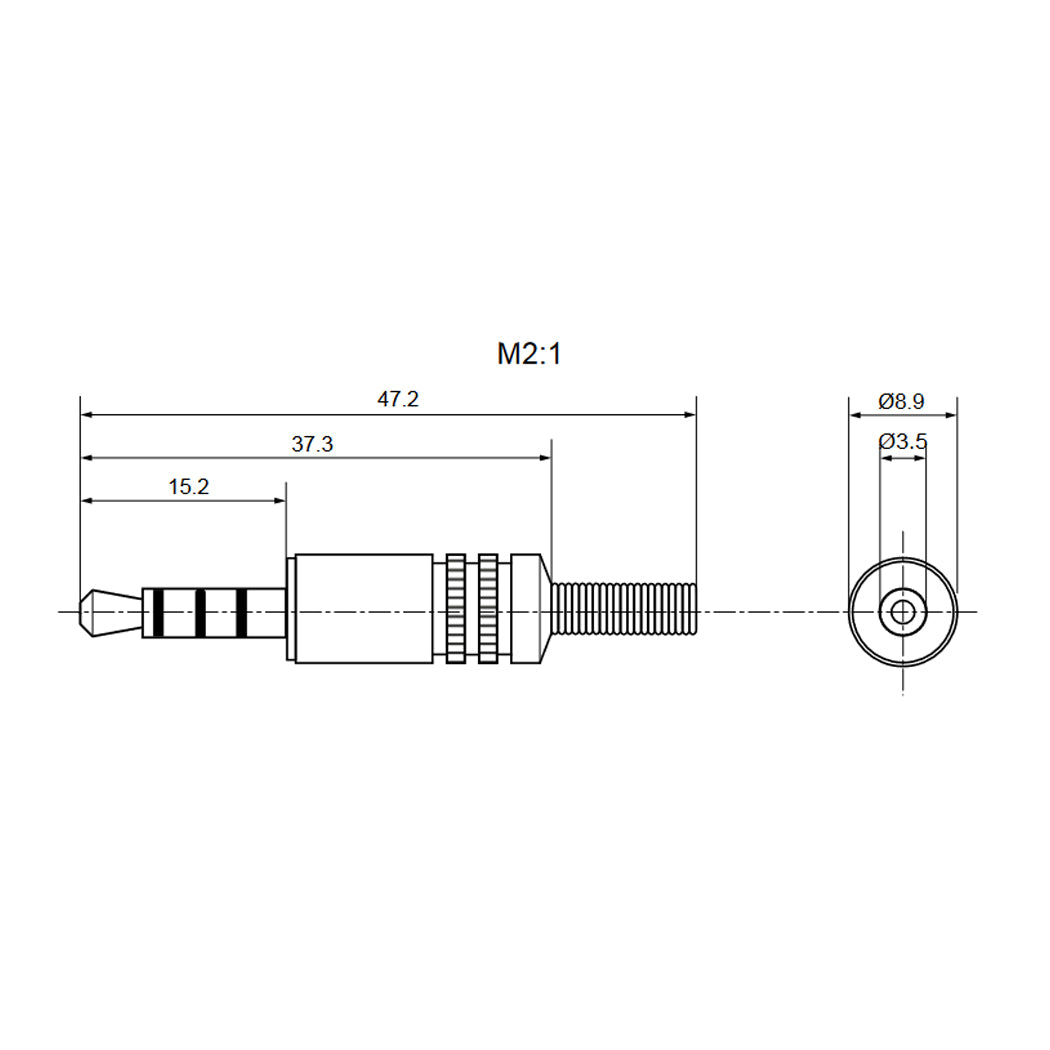 Audiostecker 3,5mm Klinke 4-Polig Stereo Metall Knickschutz Klinkenstecker AUX