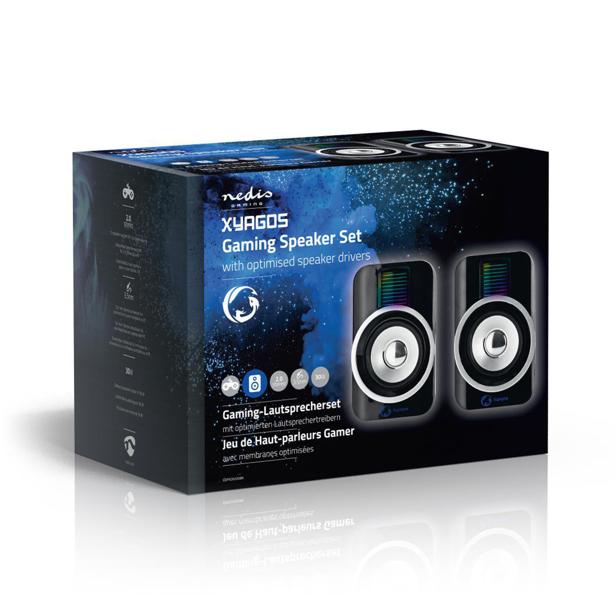 Lautsprecher System 2.0 LED Beleuchtet PC Notebook Soundsystem Boxen USB 3,5mm