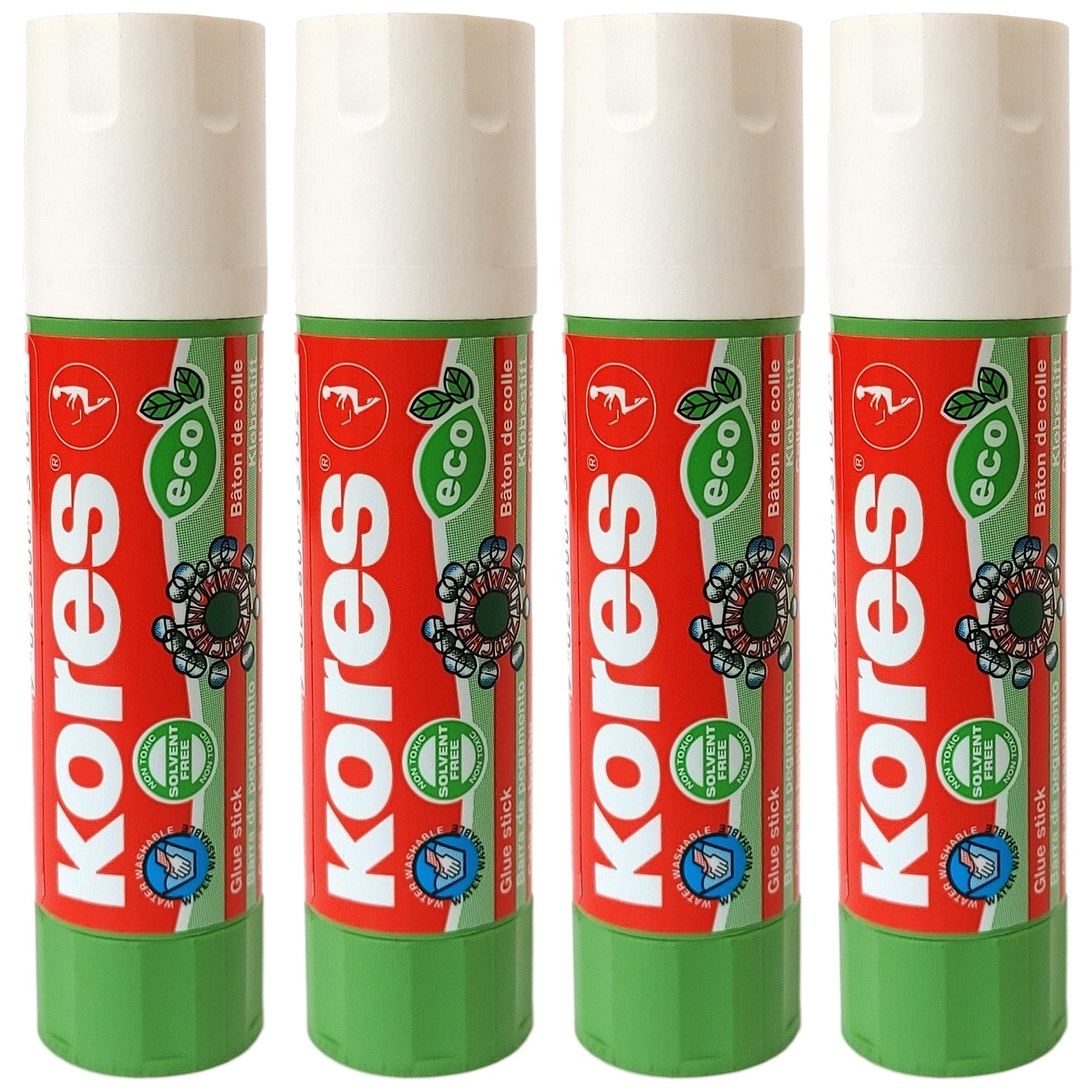 4x Klebestift Kores Eco 10g starke Klebesticks Lösemittelfrei Bastelkleber 40g