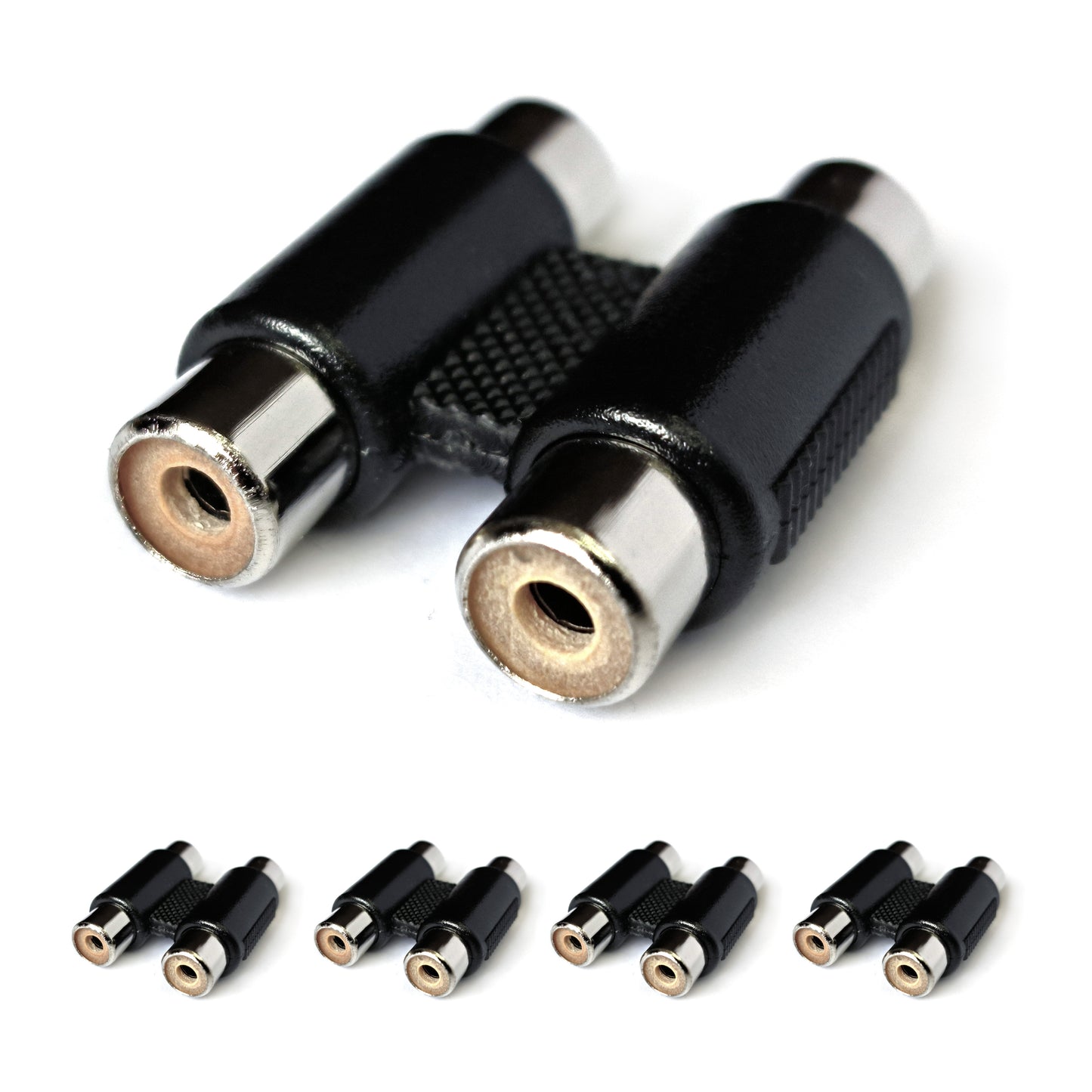 4x Cinch Doppelkupplung Audio Adapter Verbinder RCA Buchse Stereo Mono Chinch