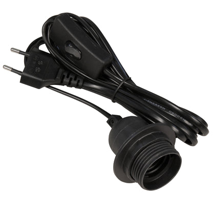 Netzkabel mit Schnurschalter u. E27 Lampenfassung 3,5m Eurostecker Baufassung