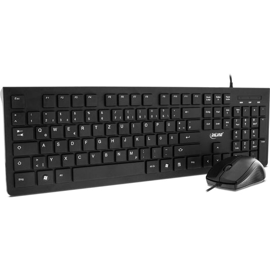 Desktop Tastatur Maus Set DE Schwarz 1200dpi InLine 55367 Bundle USB Optisch