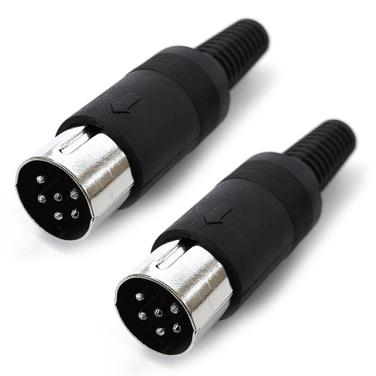 2x DIN-Stecker 6-polig Schwarz Rund Audio Phono C64 Lautsprecher Dioden Stecker