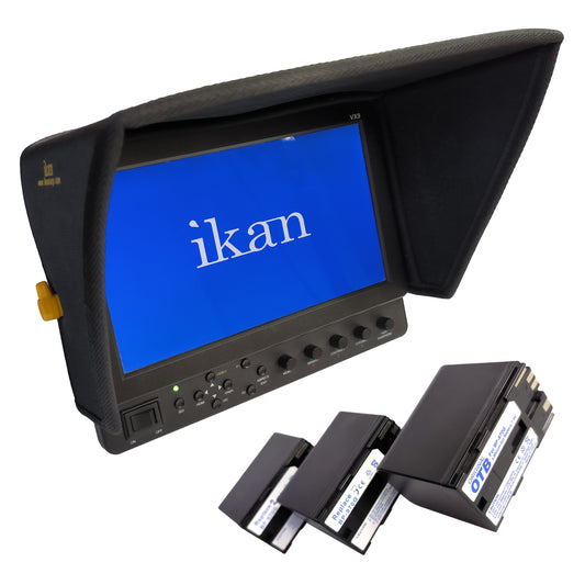IKAN VX9 Fieldmonitor 9" inkl. SHX9 Blendenschutz und 3x Akkus BP-970G HD SDI