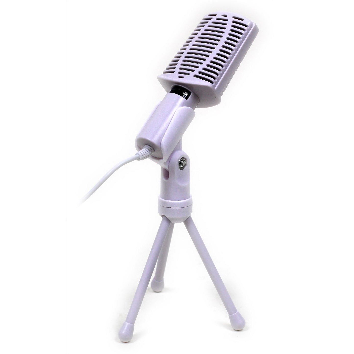 Retro Mikrofon mit Tischstativ / Rauschunterdrückung / 3,5 mm Klinke / Weiß
