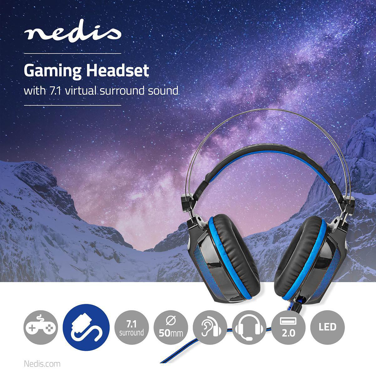 Gaming Headset 7.1 Surround Sound Vibration Mikrofon USB Über-Ohr LED Kopfhörer