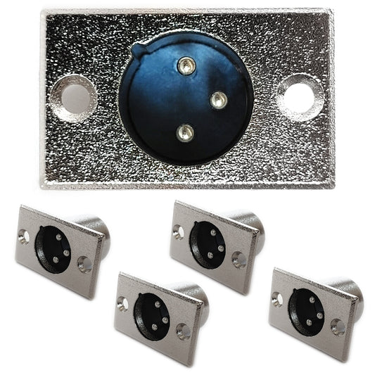 4x XLR Einbaustecker Flanscheinbau Eckig Male Männlich 3-polig Einbaubuchse