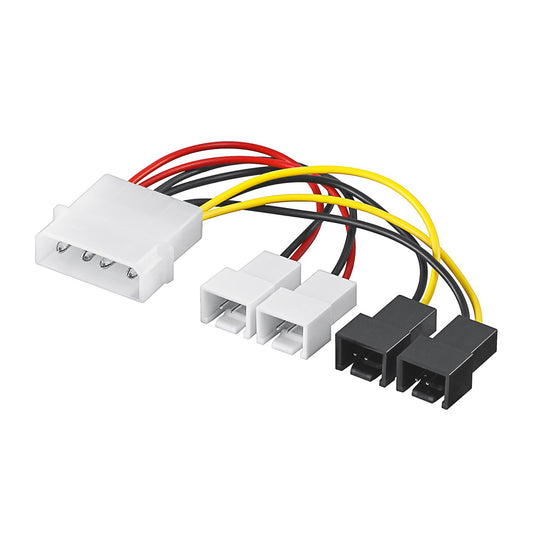 PC Lüfter Stromkabel 5,25" auf 2x 12V / 2x 5V Stecker 4-fach Verteiler Adapter