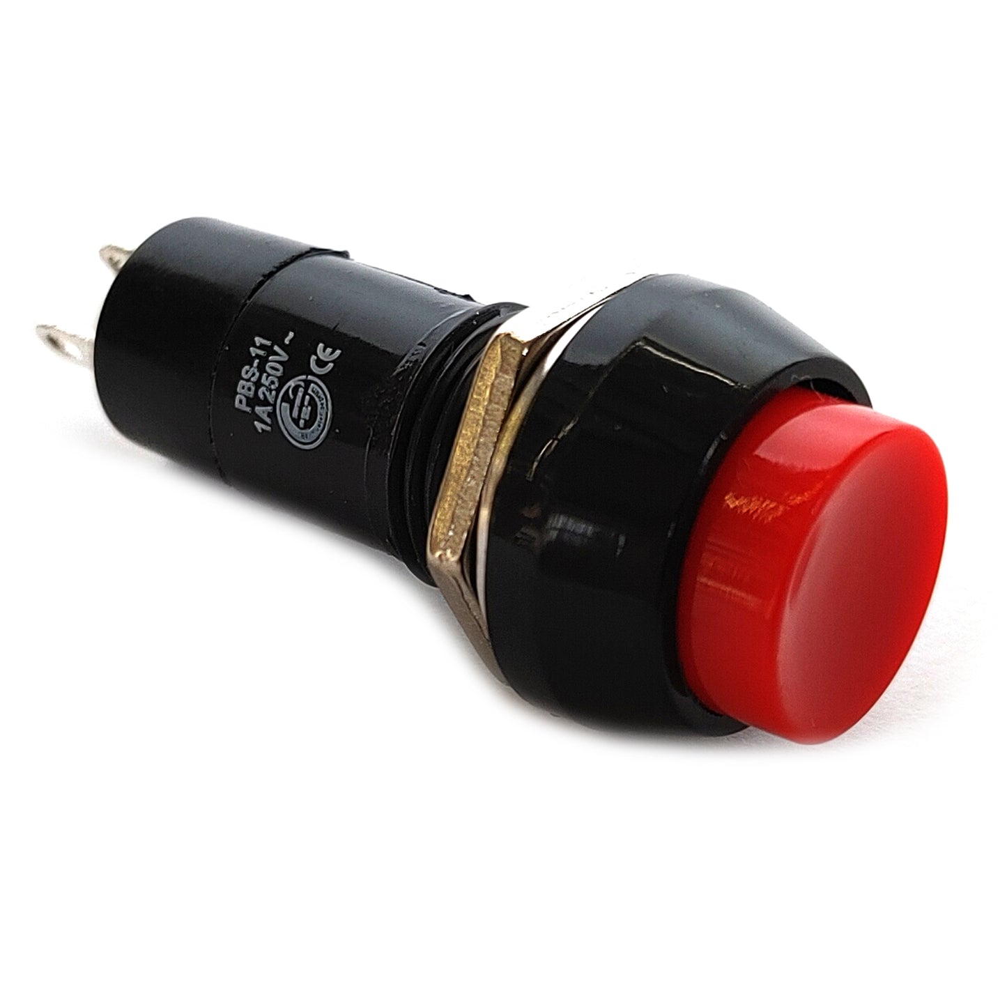 Einbau Drucktaster Rund Rot 2 Kontakte 1 Öffner 250V 1A Taster Netz Schalter