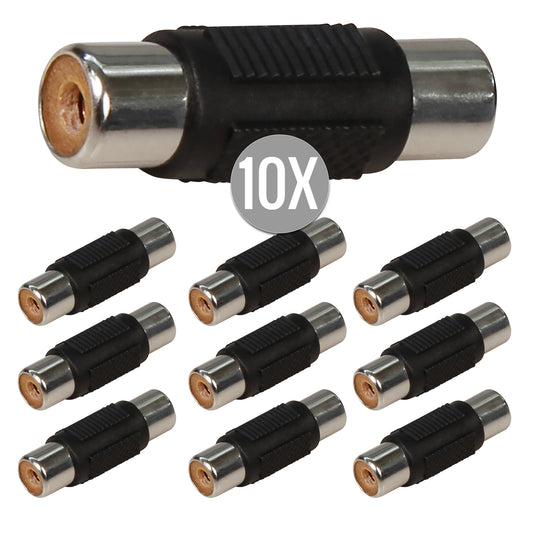 10x Cinch Kupplung Audio Adapter Verbinder RCA Buchse Stereo Mono Chinch Sparset