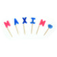 Buchstaben Kerzen / 162 Stück im Display / Rot u. Blau + Happy Birthday Herzen